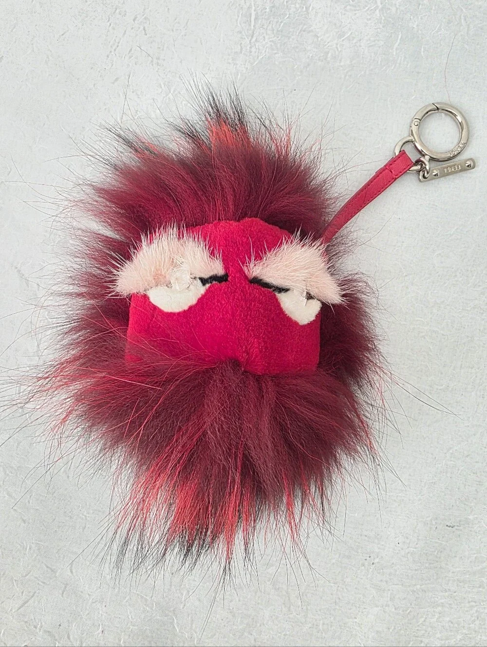 Auth Fendi Fur Monster Pom Bag/Key Charm